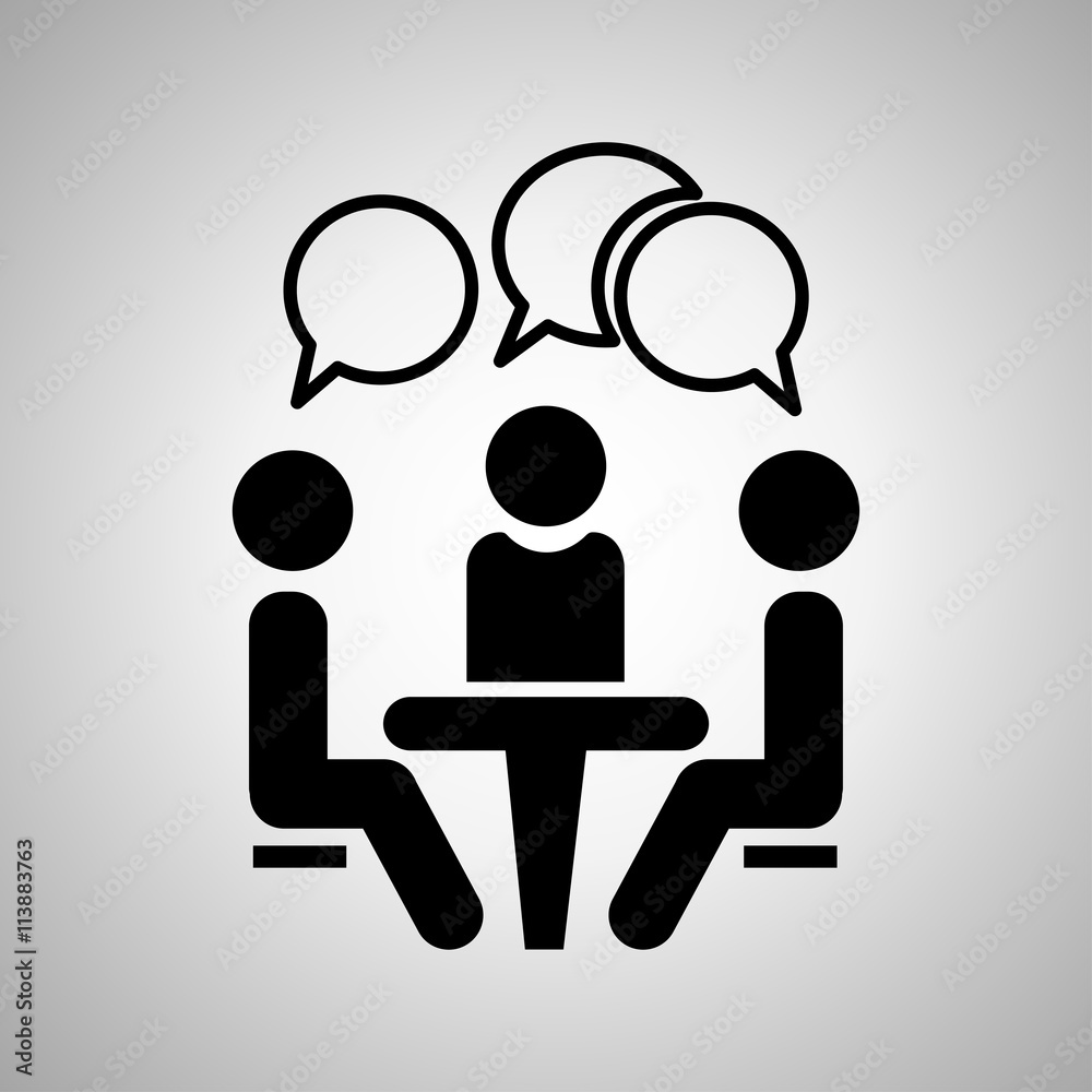 Icon Conference. People sitting around the table talking. Vector illustration Icon Conference. People sitting around the table talking. Vector illustration