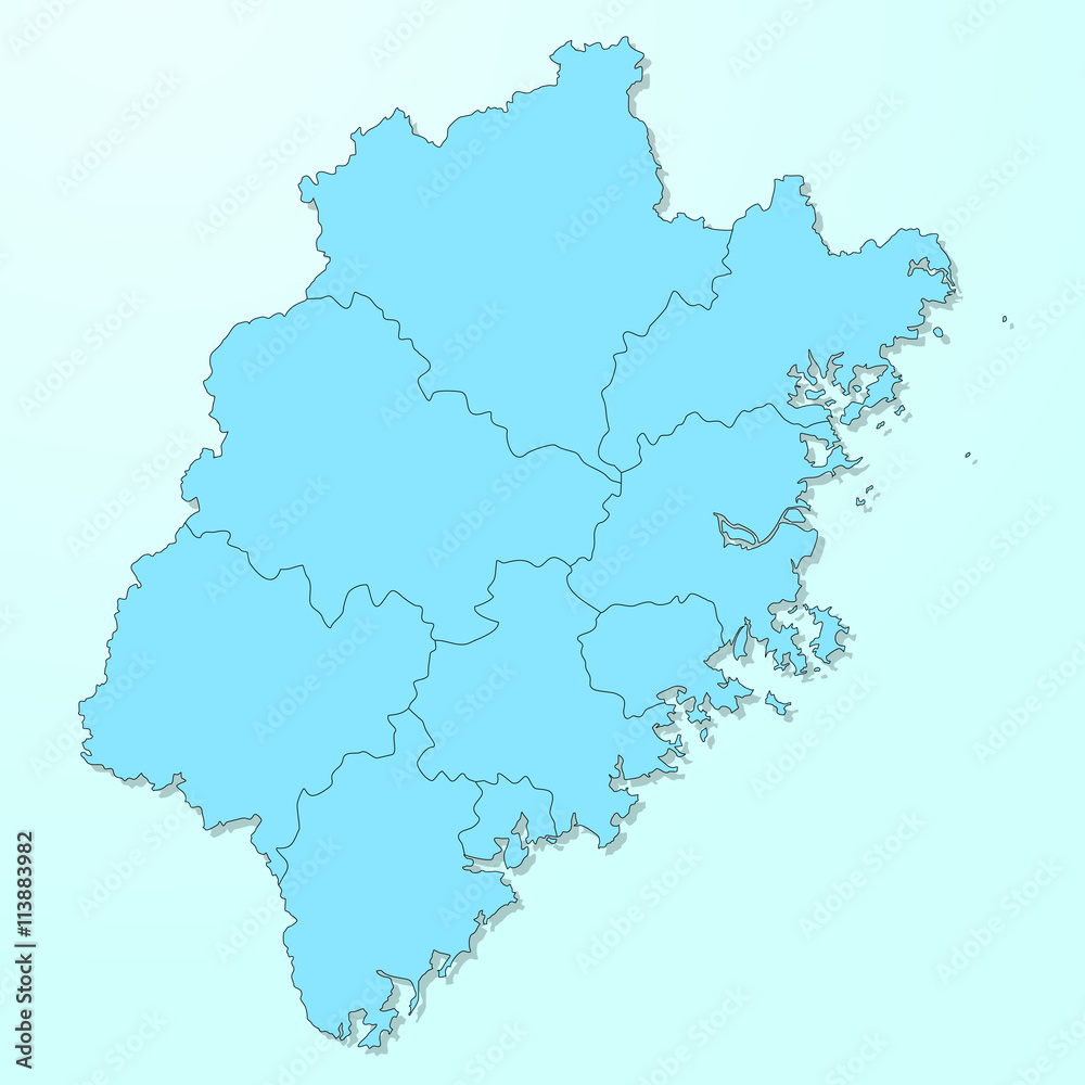 Fujian blue map on degraded background vector Fujian blue map on degraded background vector
