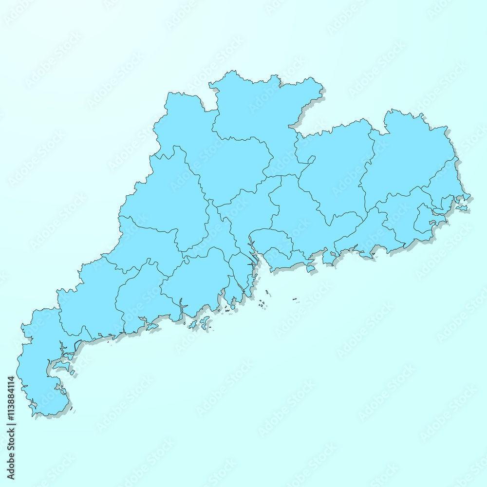 Guangdong blue map on degraded background vector