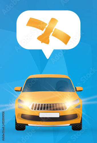 Autonomous self-driving car vector illustration, driverless technology