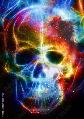 Skull and fractal effect. Color space background  computer collage. Elements of this image furnished by NASA.
