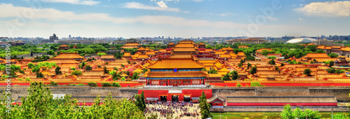 Aerial view on Forbidden City from Jingshan Park in Bejing