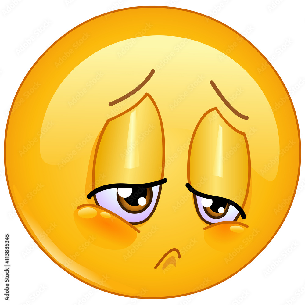 Pleading emoji face with big eyes. Isolated. Big eyes emoji. Vector Векторный об