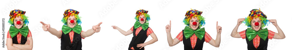 Female clown isolated on white Female clown isolated on white