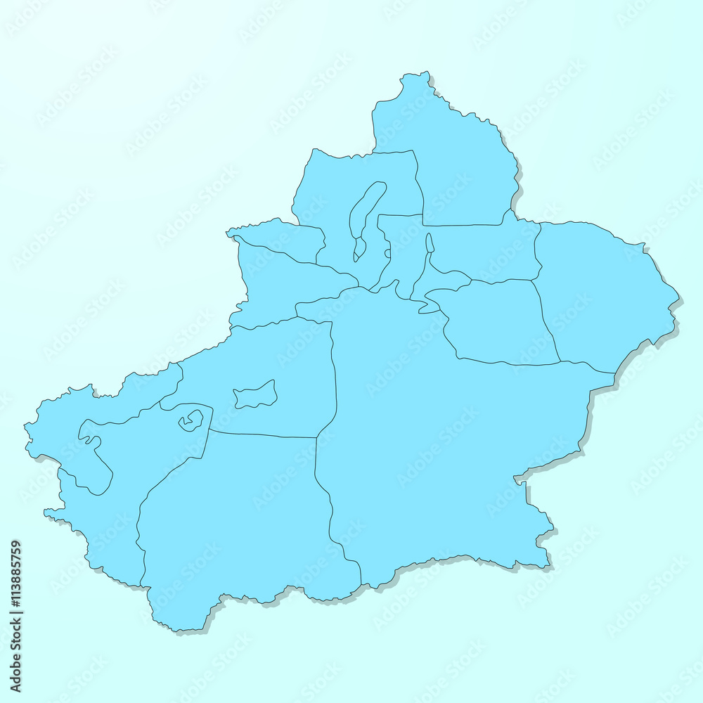 Xinjiang blue map on degraded background vector