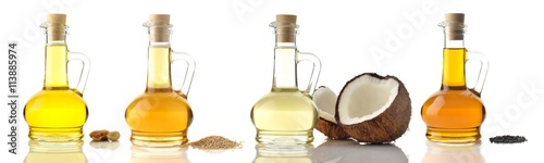 Cooking Oils / High resolution image of various cooking oils on white background