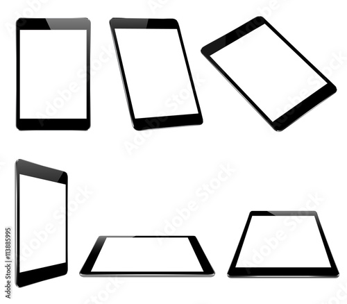 vector design, mock up black tablet isolated on white