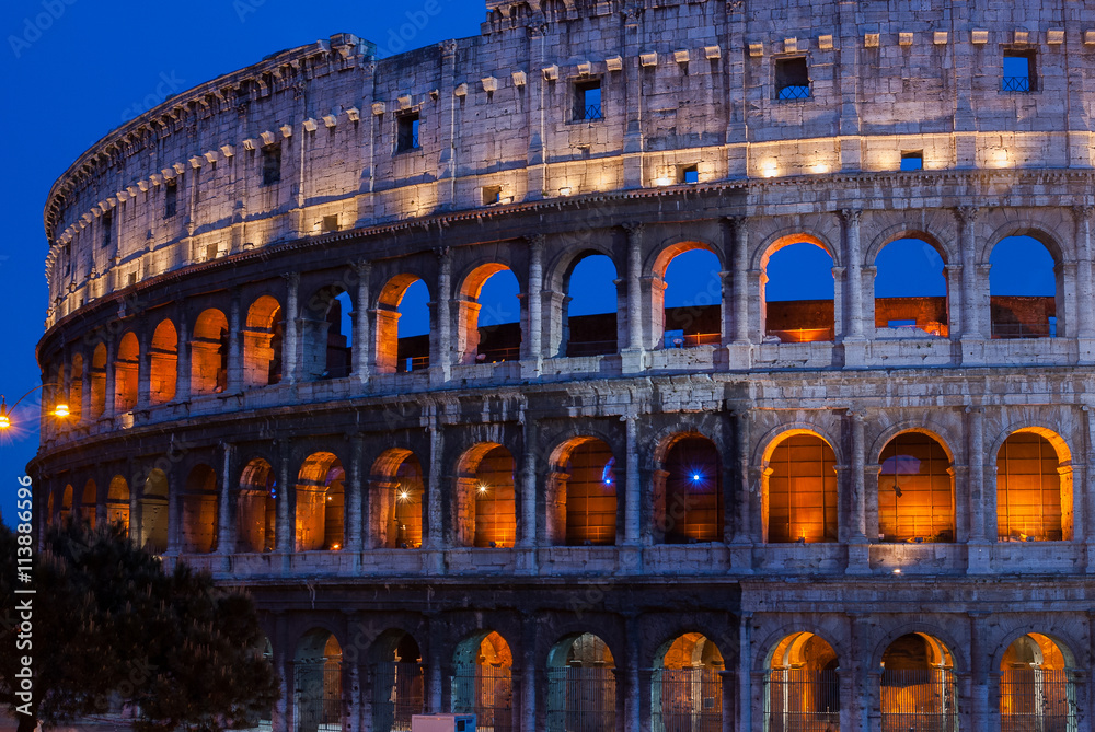 Night view of Colosseum (Coliseum)  in Rome, Italy