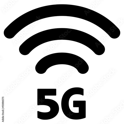Icon: 5G WIRELESS COMMUNICATION – schwarz-weiß, Vektor, freigestellt