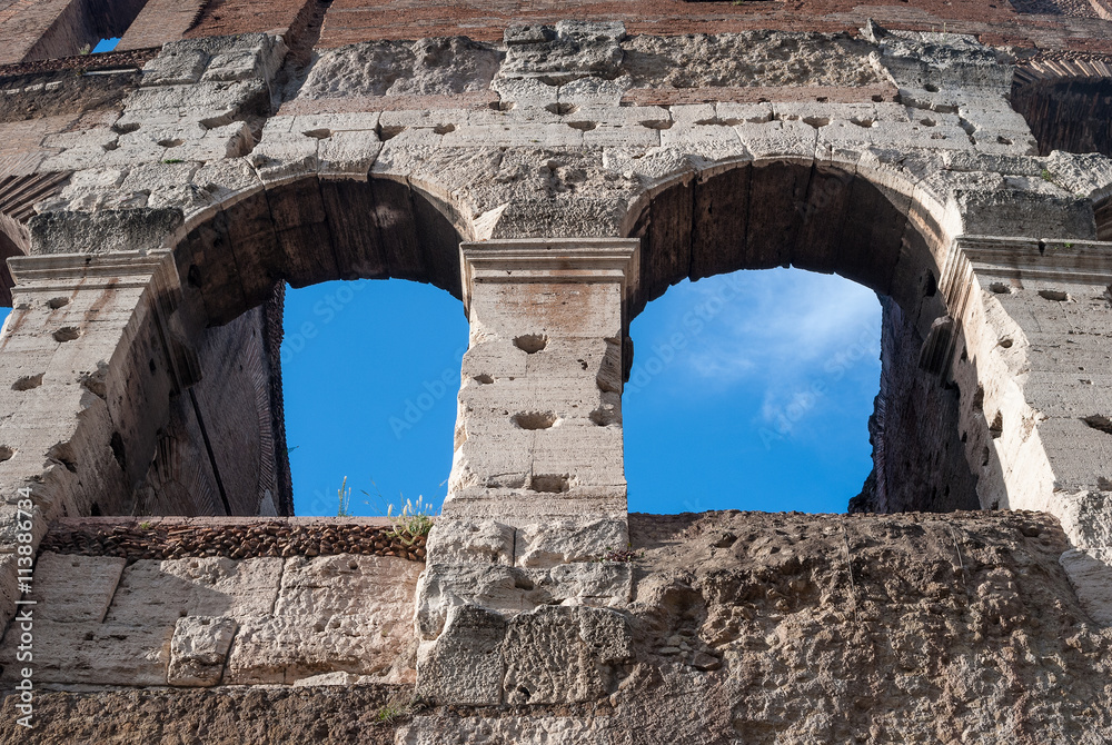 Details of the Colosseum in Rome, Italy