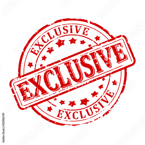 Scratched red round seal with the inscription - exclusive - vector svg