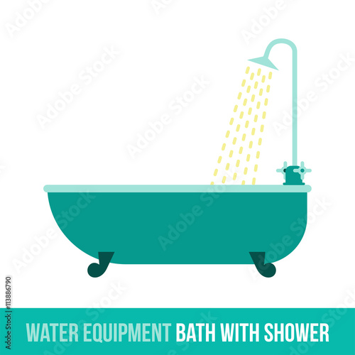 vector flat icon bath with shower