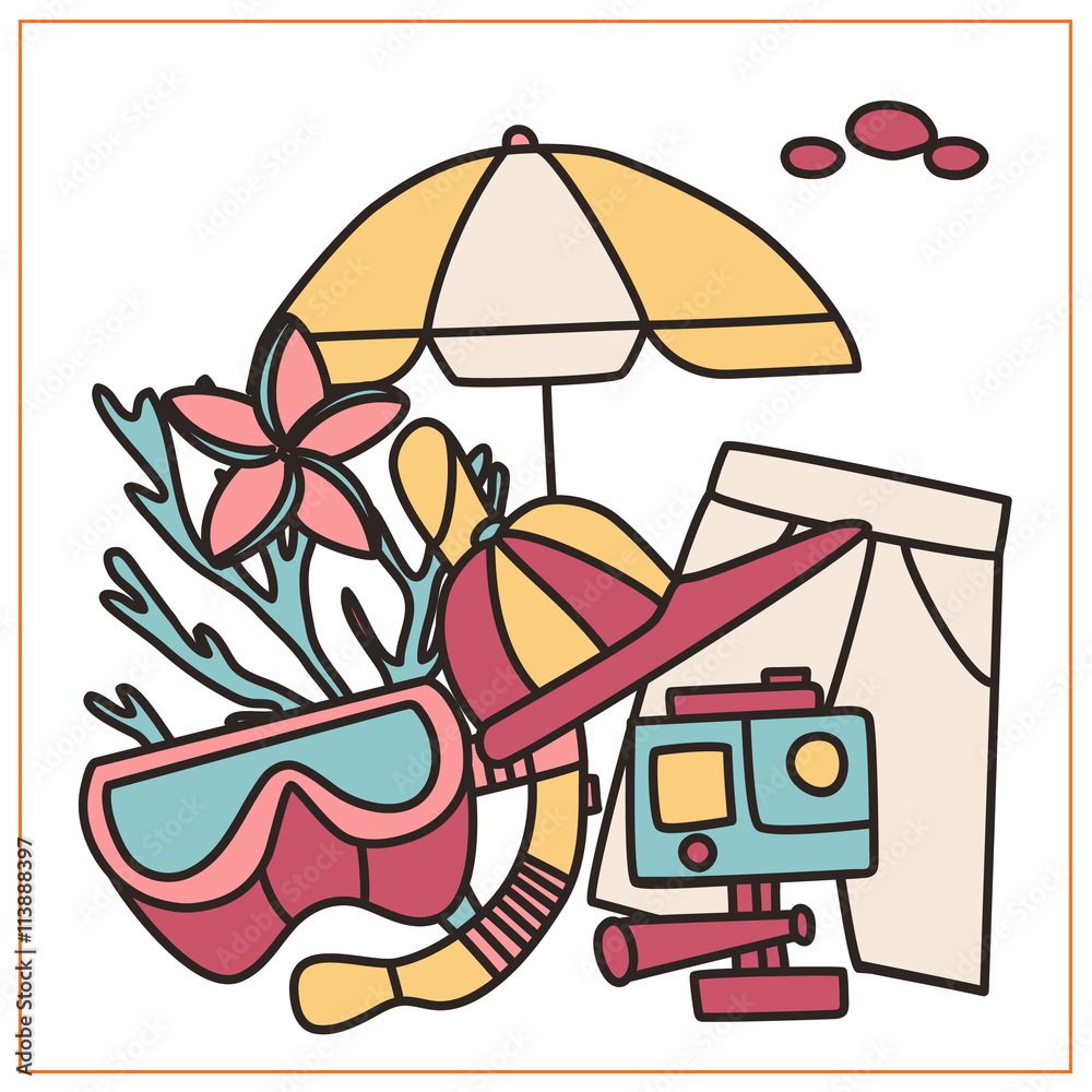 Vacation doodles set Vacation doodles set