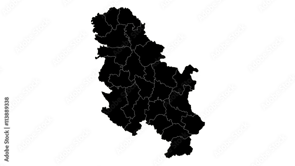 Serbia country map detailed visualisation