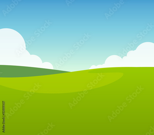Green Field in Sunny Day