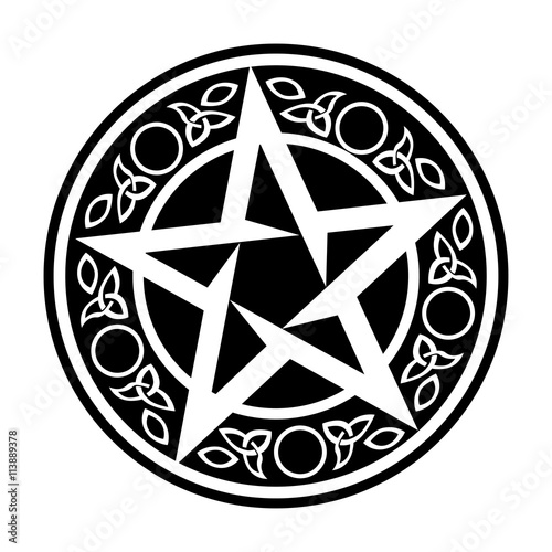 Black Wiccan Circular Ornament