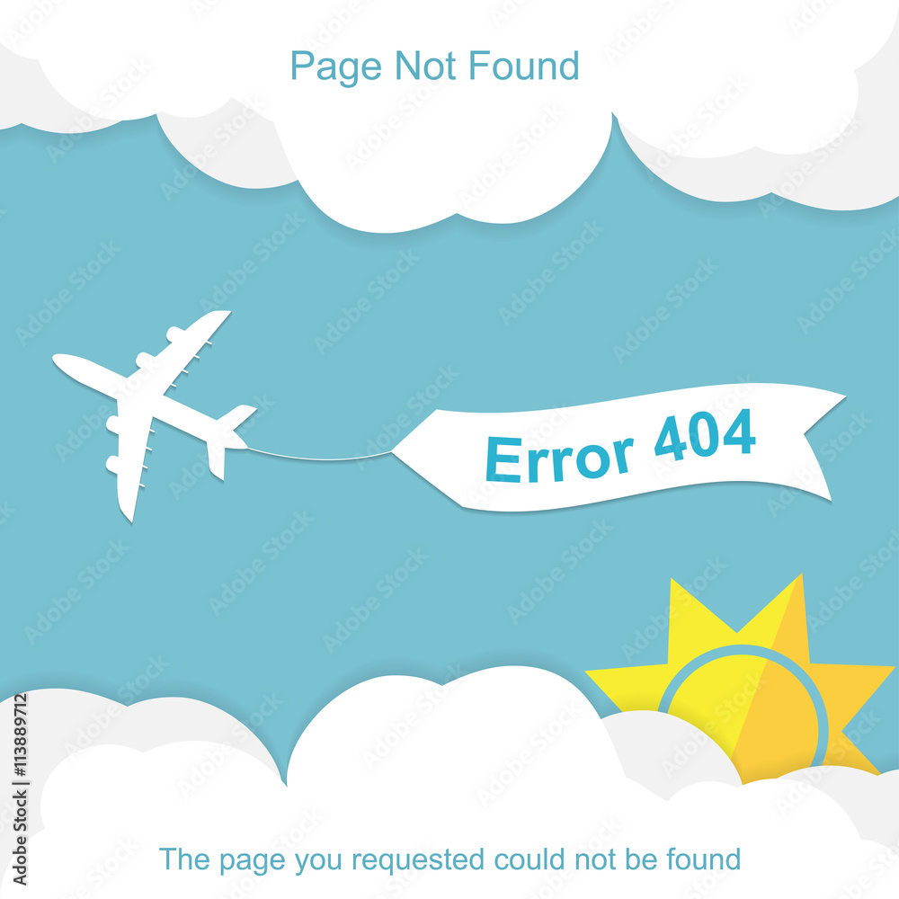 Airplane with 404 error notification