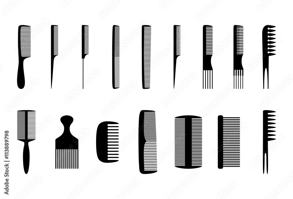 Set of combs, vector illustration - obrazy, fototapety, plakaty 