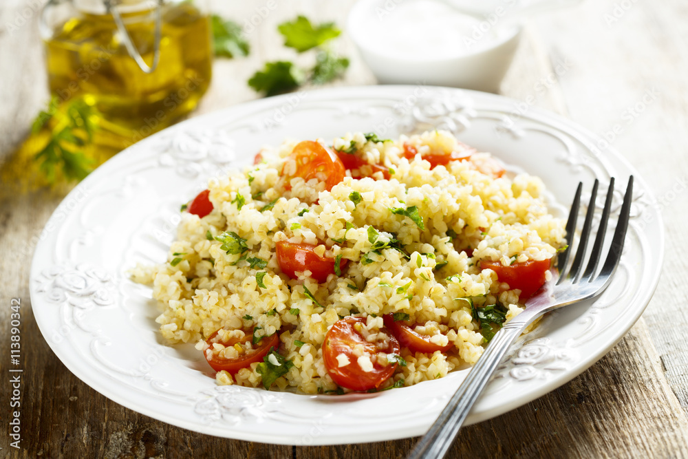 Bulgur salad with cherry tomatoes and herbs Bulgur salad with cherry tomatoes and herbs
