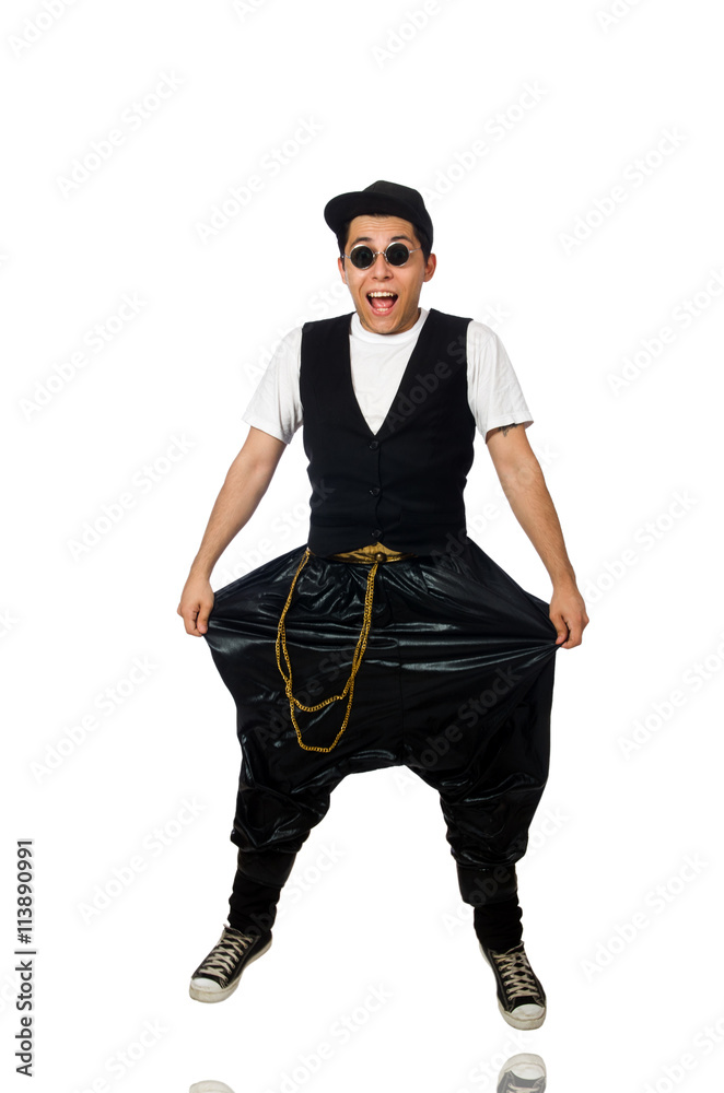 Funny young man dancing isolated on white Funny young man dancing isolated on white