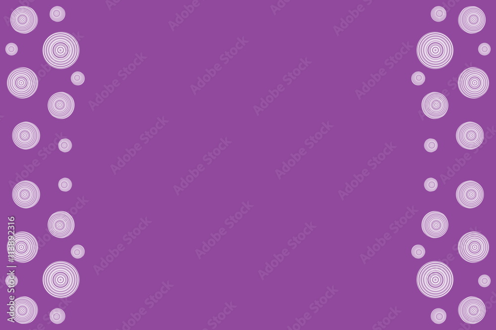 White circles as side frame on a purple background White circles as side frame on a purple background