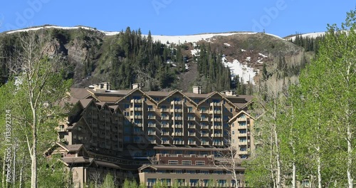 Park City Utah mountain resort Aspen forest. Home to annual Sundance Film Festival. Silver, gold and lead discovered in 1860s. photo