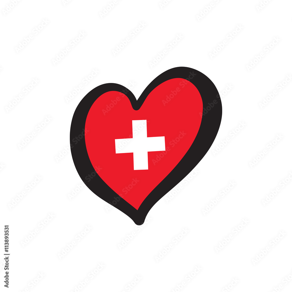 Switzerland Vector Flag Inside Heart. Shape Graphic Element Illustration Template Design. Switzerland Vector Flag Inside Heart. Shape Graphic Element Illustration Template Design.