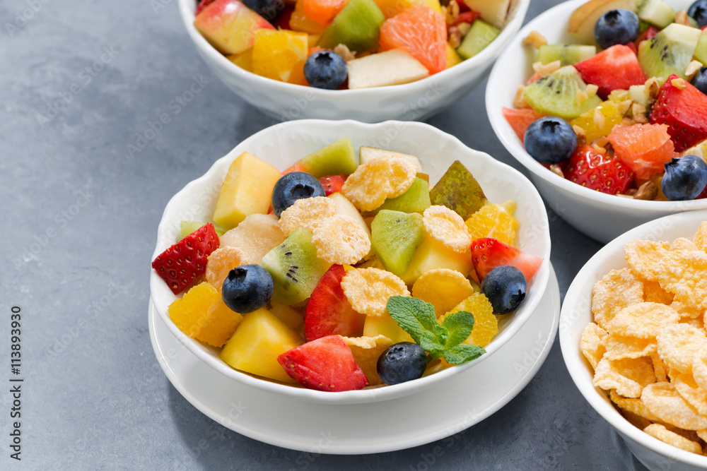 assortment of fresh fruit salads assortment of fresh fruit salads