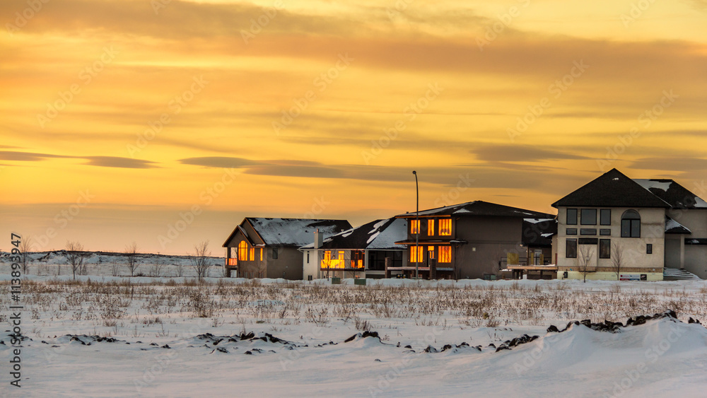 Sunset in the fridged prairies