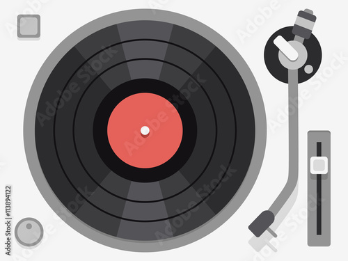 Vinyl turntable. Flat vector illustration photo
