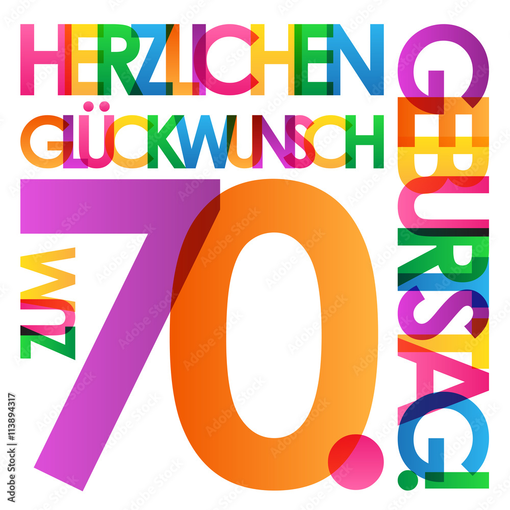 "HERZLICHEN GLÜCKWUNSCH ZUM 70. GEBURTSTAG" Karte Stock Vector Adobe