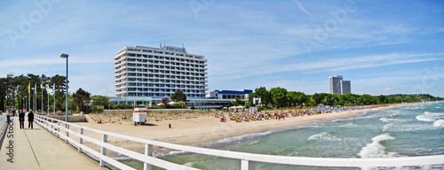 Beach panorama in Timmendorfer Strand, baltic sea, germany photo