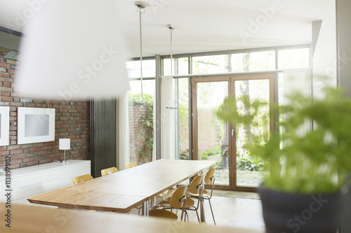 Empty dining room table photo