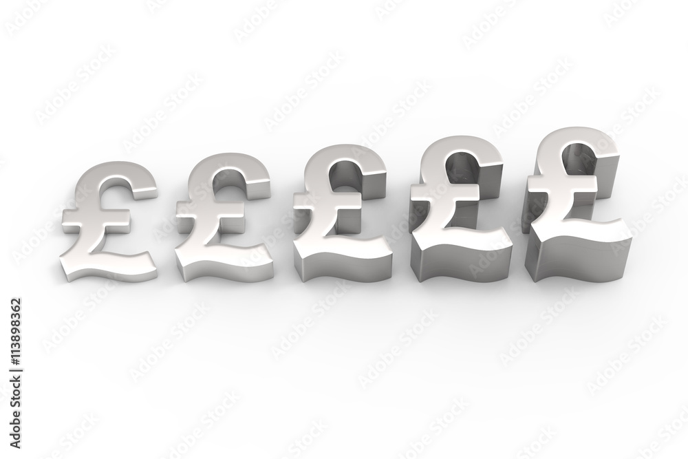 Making Money / British Pound Currency in Silver / 3D rendering Making Money / British Pound Currency in Silver / 3D rendering