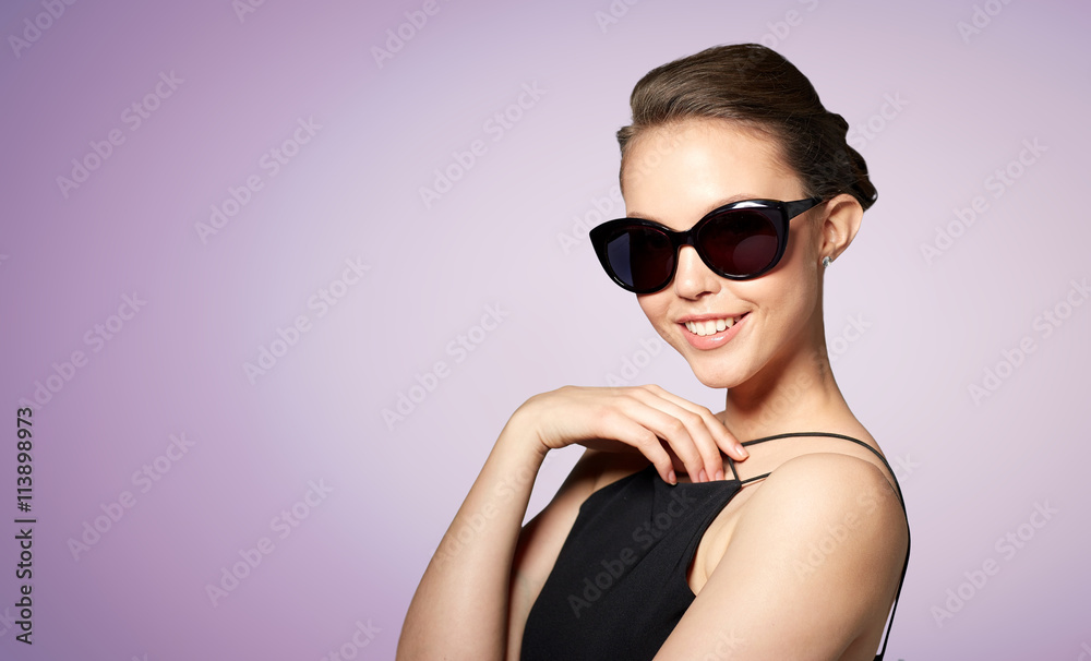 beautiful young woman in elegant black sunglasses beautiful young woman in elegant black sunglasses
