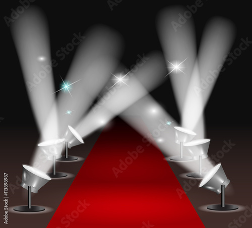 Red carpet with spotlights