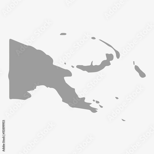 Papua New Guinea map in gray on a white background