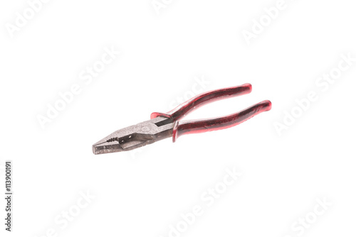 Red pliers isolated on white background