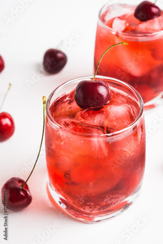 Wallpaper Mural Red cocktail with cherry on the wooden background Torontodigital.ca