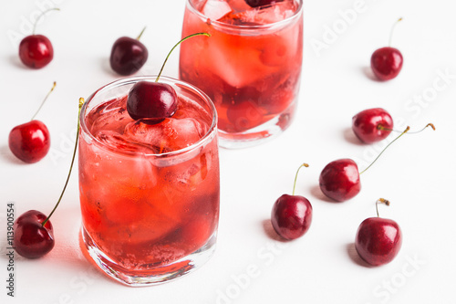 Wallpaper Mural Red cocktail with cherry on the wooden background Torontodigital.ca