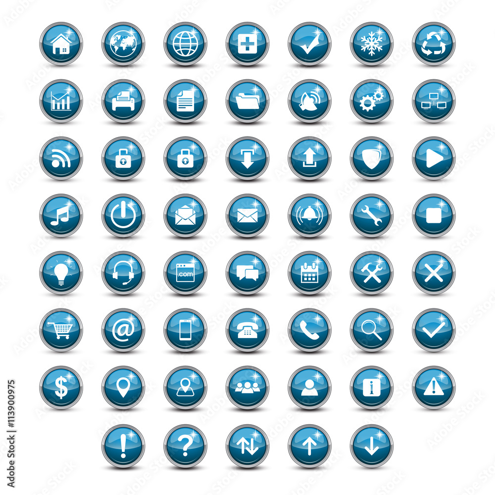 set icon button blue set icon button blue
