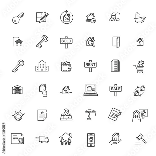 Outline web icons set - Real Estate