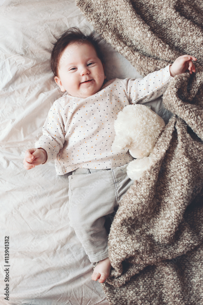 Cute baby in the bed Cute baby in the bed