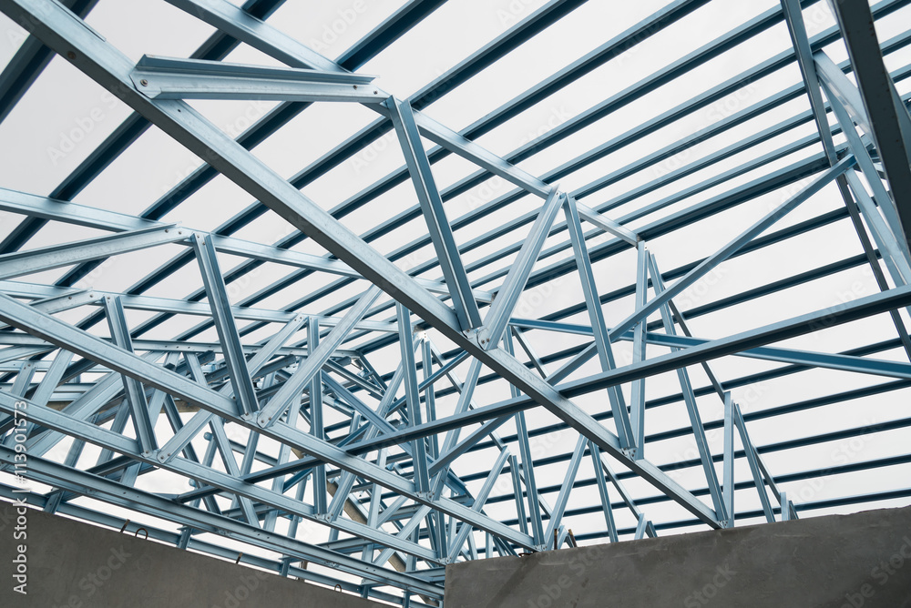 Structure of steel roof.