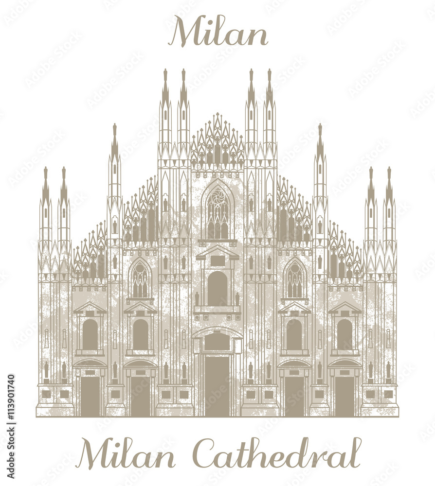 vector hand-drawn illustration of Milan Cathedral