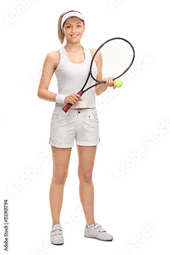 Female tennis player posing with a racquet © Ljupco Smokovski