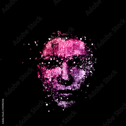 polygon light color young woman face easy all editable