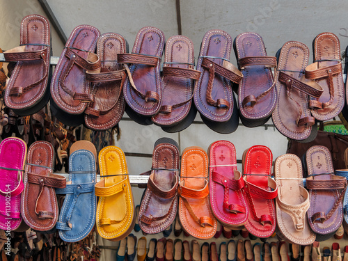 Shoes for sale in a market of Madrid known as El Rastro