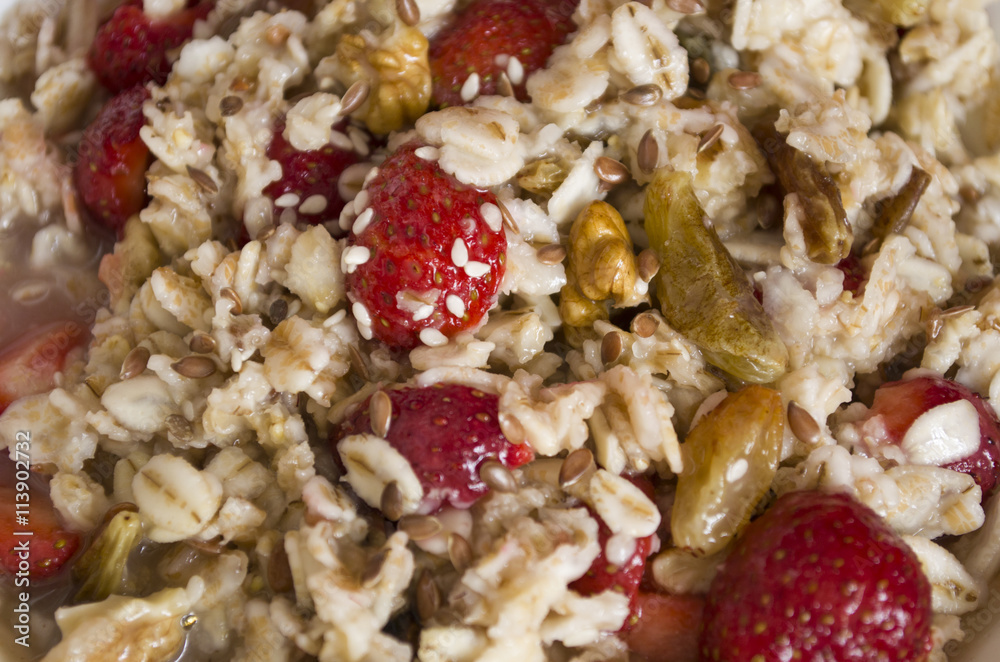 Healthy breakfast. Oatmeal with berries Healthy breakfast. Oatmeal with berries