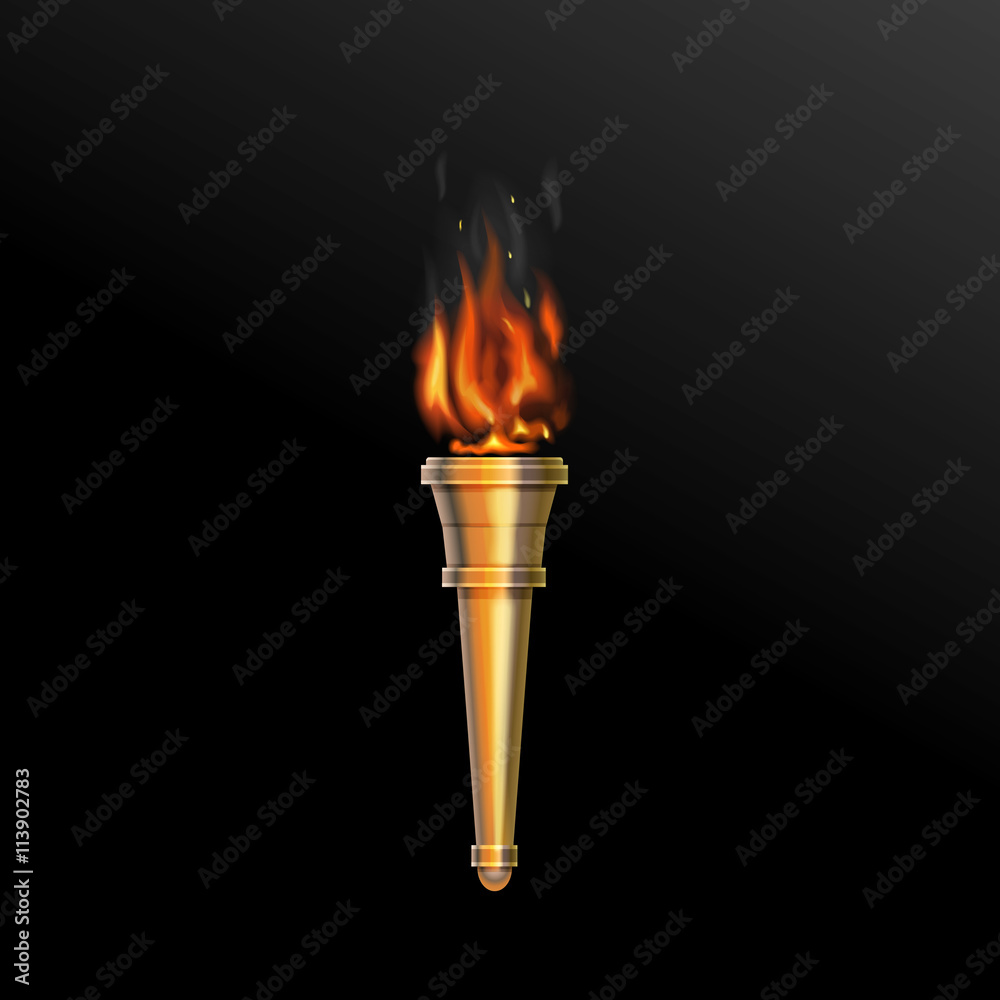Realistic fire torch. Vector illustration